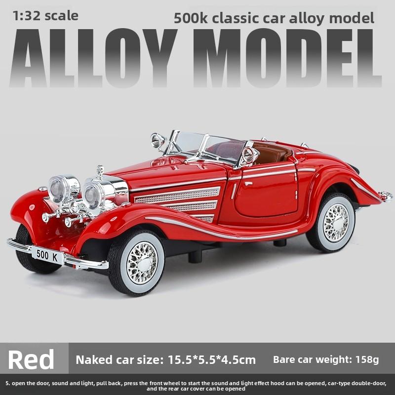 1:32 500K Alloy Classic Vintage Car Silver Plating High Simulation Diecast Metal Model Car Children's Toys Collection Gifts