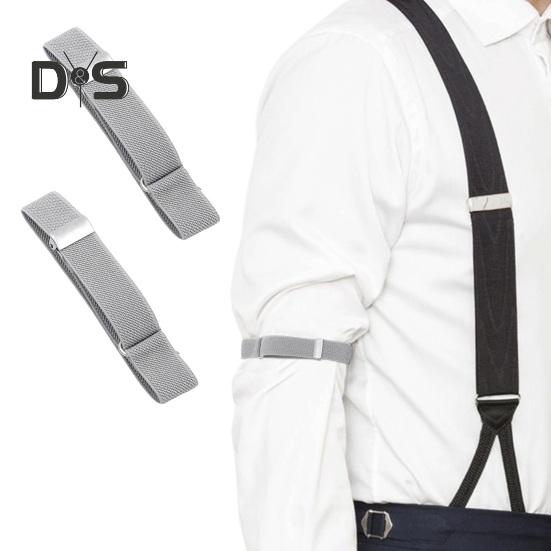 1 Pair Unisex Armband Adjustable Faux Leather 2CM Width Solid Color Elastic Shirt Sleeve Holder Arm Cuffs Bands Party Wedding Clothing Accessories