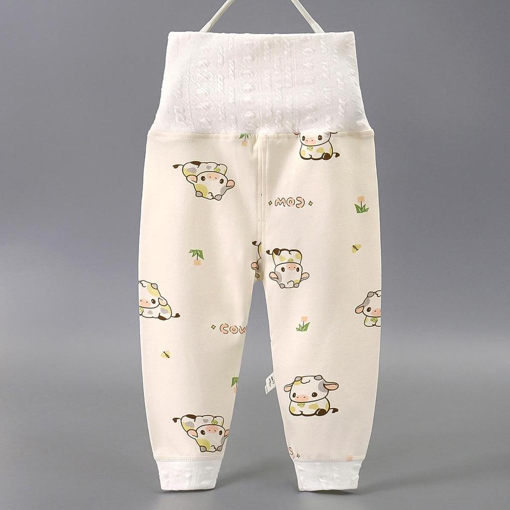 Spring and Fall High Waist Pure Cotton Infant and Toddler Sleep Pants - Boys & Girls Belly Protection Bottoms