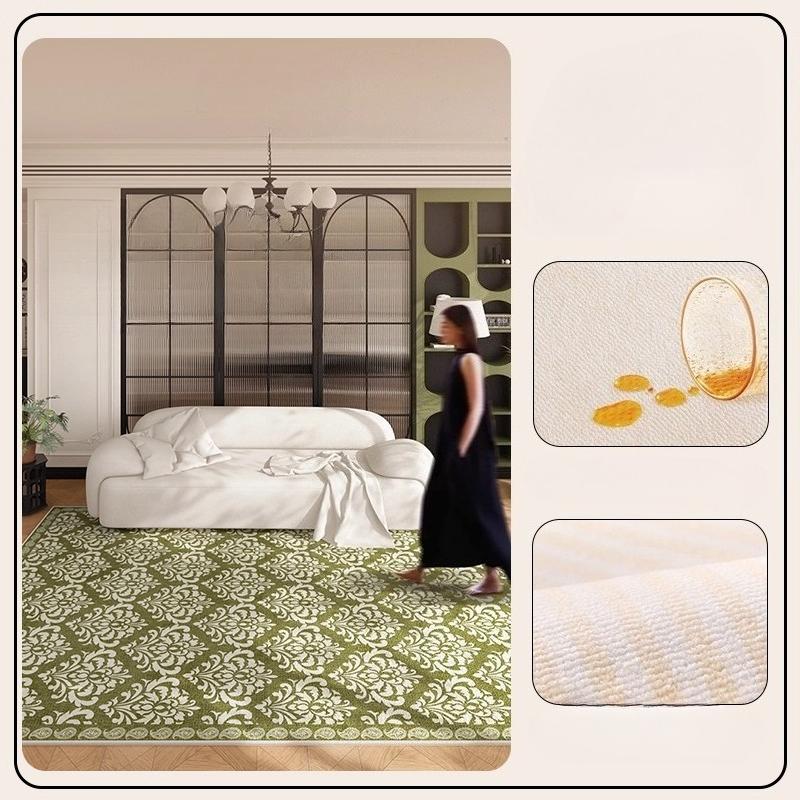 

French Retro Green Carpet Fluffy Soft Rug Anti Slip Luxury Living Room Bedroom Decor Floor Mat 80*120cm