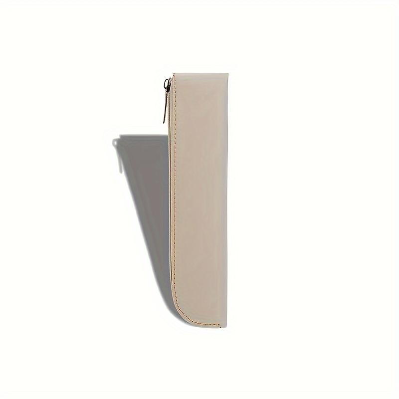 

Versatile Zippered Pen Pouch - Desk Organizer for Pens, Markers & Makeup - Light Brown/Ivory