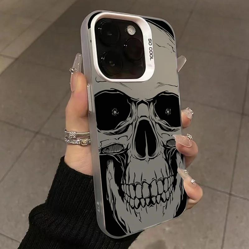 Four Spooky Skull Pattern Cover For  Redmi Note 13 12 11S 11 10S 10 Pro Plus Redmi 13 12C 10C Shockproof Laser Matte Cover