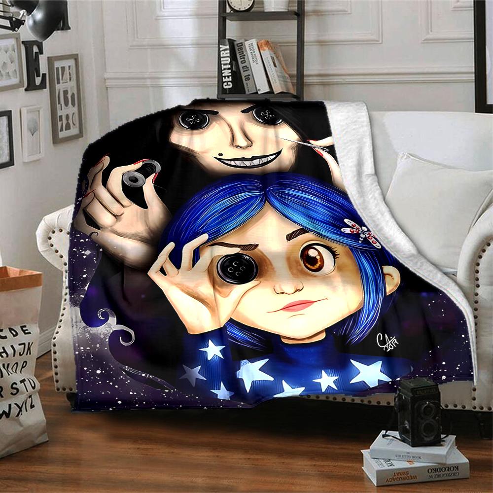 1pc Coraline (6) Blanket, Gift, for Men and Women, Soft Blanket, Good for Sofa Bed Couch Travel, Lightweight Flannel Blanket