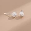 Korean Dandelion Flower Sterling Silver Stud Earrings for Women