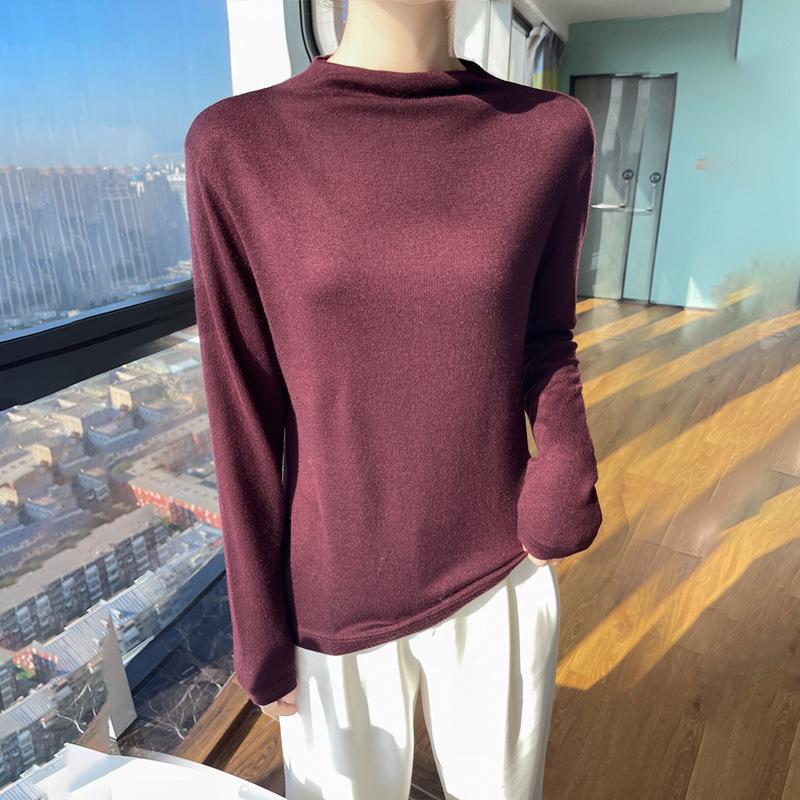 Autumn and Winter Women's Half-high Neck Knit Top Skin-friendly Soft Bottoming Shirt