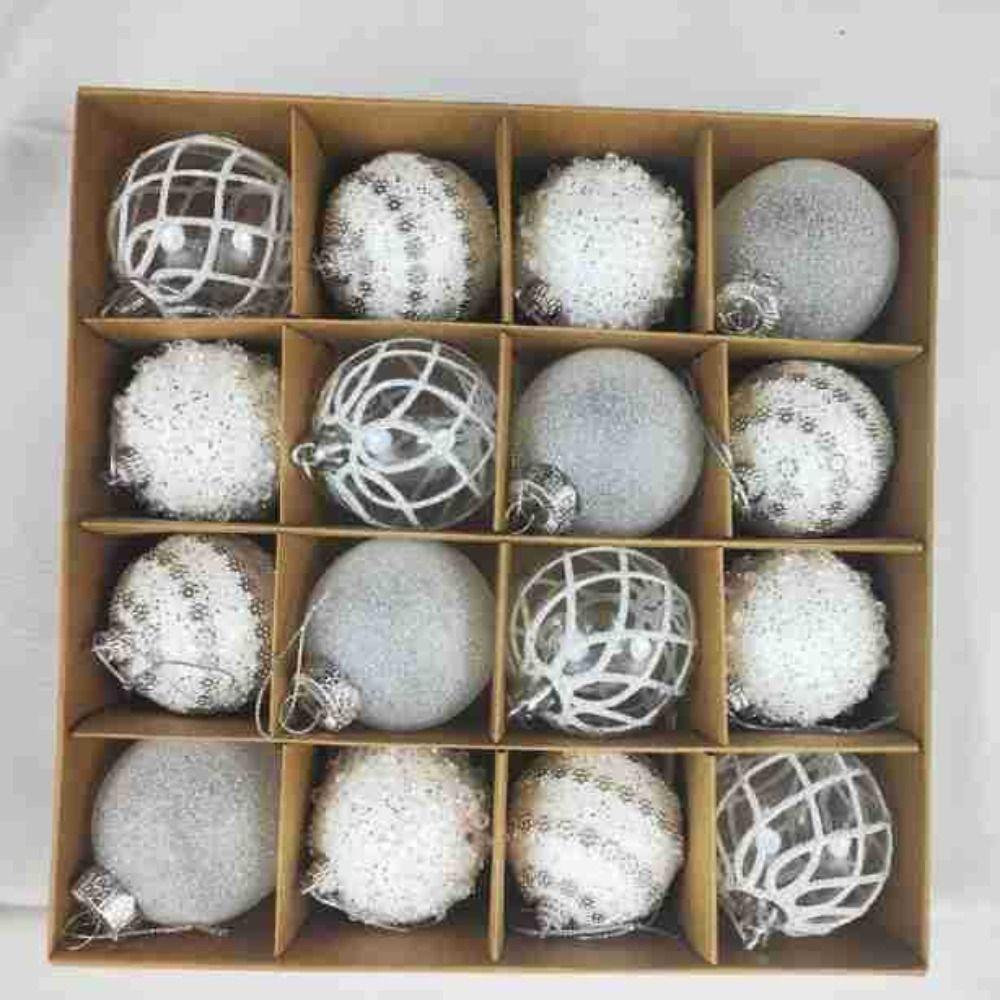 16pcs Foam Christmas Hanging Balls Set Sparkling Merry Christmas Decor Home Decoration