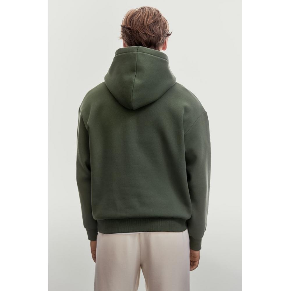 H M Loose Fit Printed Hoodie kHaki Green Five borougHs