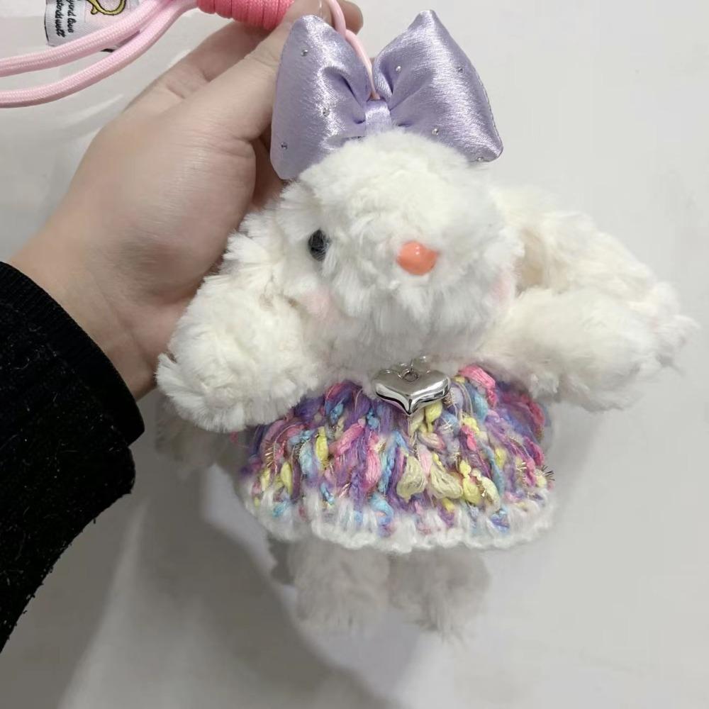 Long-eared Plush Rabbit Pendant Hanging Decoration Stuffed Rabbit Bunny Keychain Women Girls