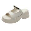 Thick-soled slippers women's summer new light luxury 2025 women's shoes cool slippers wear retro open-toed muffin bottom slippers women