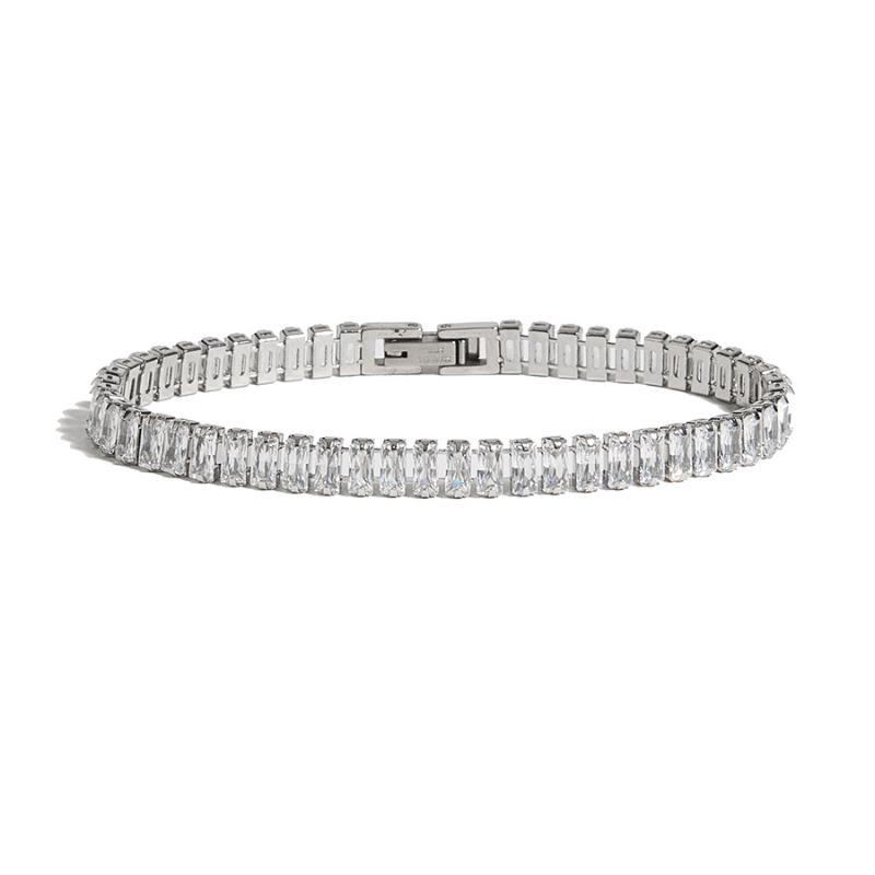 Meier Moissanite bracelet - versatile bestseller, stainless steel bangle, fashionable minimalist diamond-set bracelet