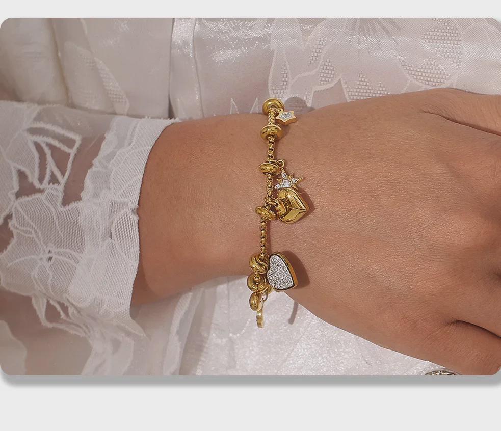 Elegant Love Diamond Bracelet: 18k Gold-Plated Titanium Steel, Niche Design, Perfect for Couples