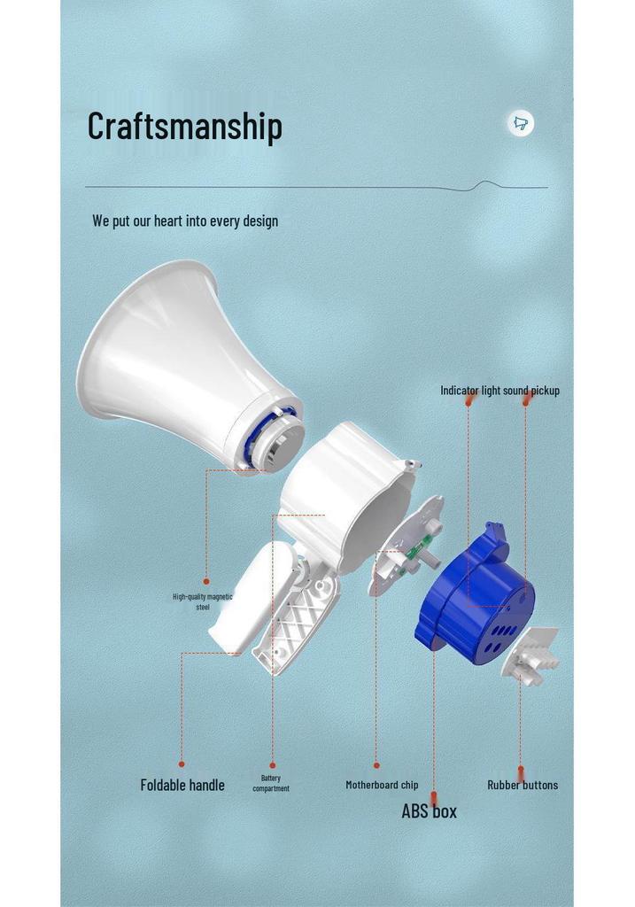 Portable High-Volume Street Vendor Megaphone with Recording Function
