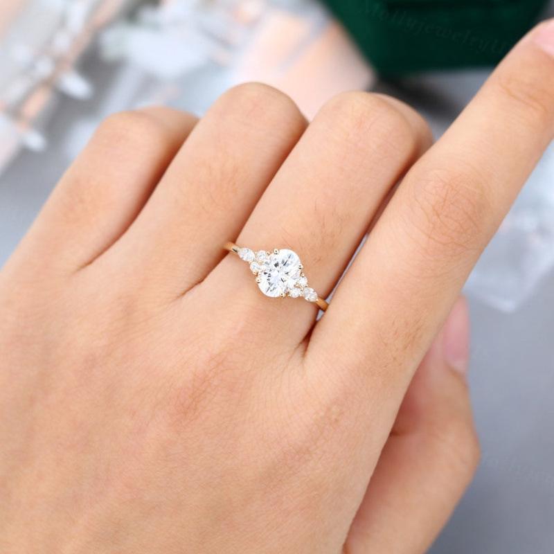 2023 New Copper Princess Ring with White Zircon Simulated Diamond
