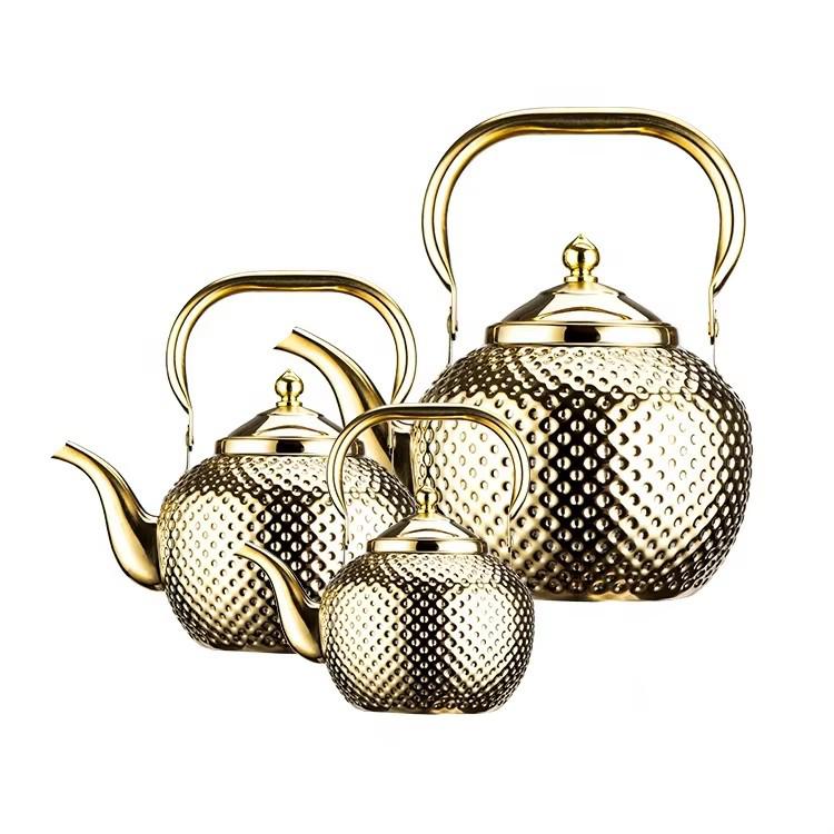 Bobo Pot Hammered Stainless Steel Teapot with Strainer - Vintage Middle Eastern Spherical Design for Restaurant and Home Use