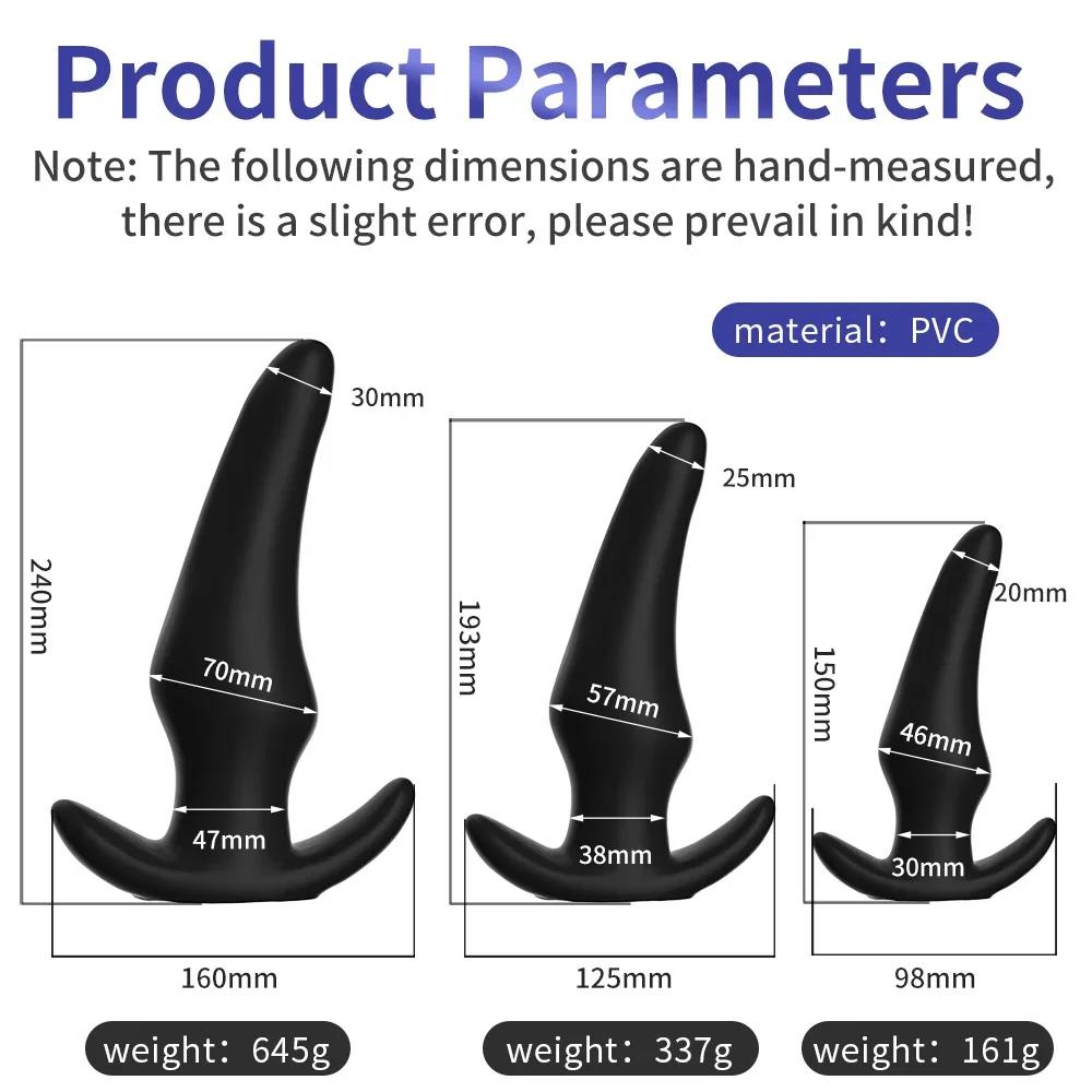 Adult Sex Toys Anal Plug Set 3 Size Soft Buttplug with Flared Base 15/19/24cm Prostate Massager Training for Men