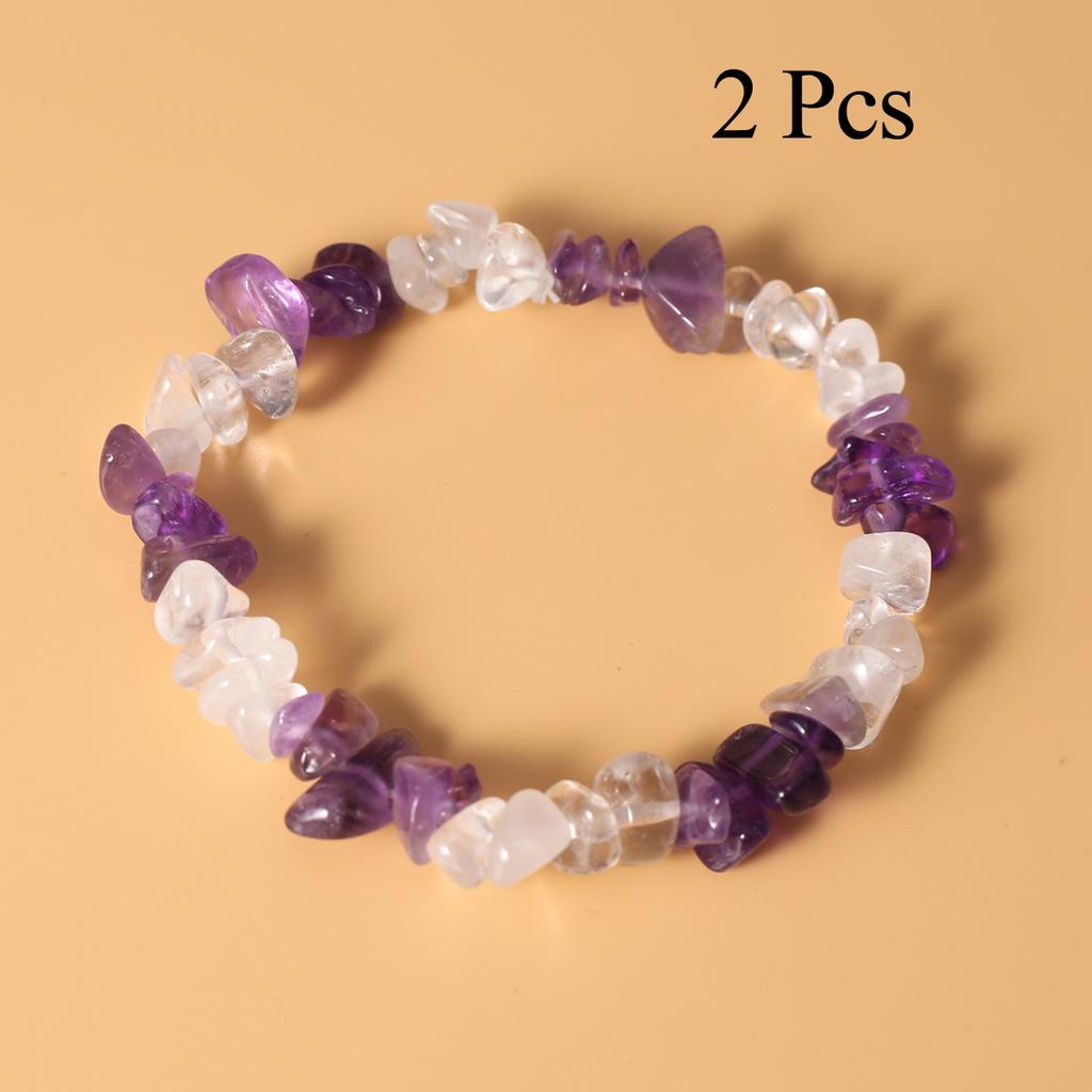 2Pcs, Healing Crystals Bracelet Jewelry, Chakra Natural Stone Gravel for Energy, Protection, Luck, Gift for Yoga Meditation, 18cm