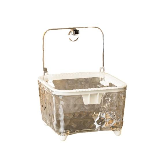 Trash Can Transparent Water Ripple with Press Trash Bin Lid Office Wastebasket for Home Bedroom