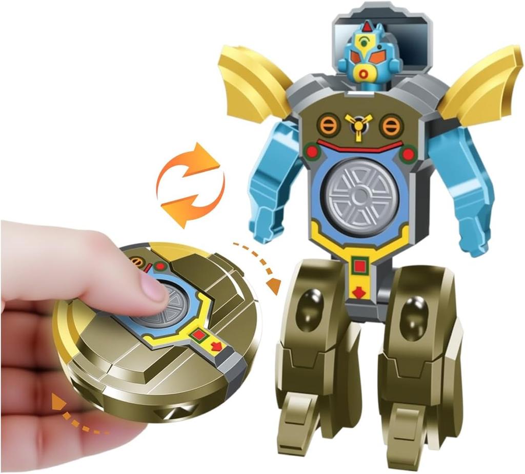 2-in-1 Transformable Robot Fidget Spinner Toy, Sensory Stress Relief, Malleable Mini Robot Toy, Travel Toy, Cool Hand Spinner for Boys / Girls from 3+