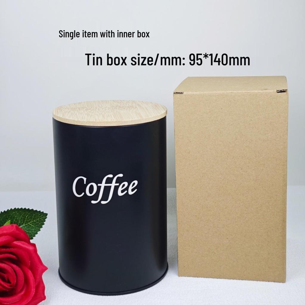 Eco-friendly Round Iron Can with Bamboo Lid for Coffee, Tea, or Sugar Storage