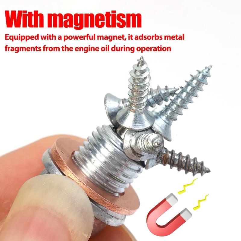 1/2/5set Magnetic Oil Drain Plug M12*1.25 Screw Gasket Set Car Engine Accessories for Most Infiniti Exus Nissan Scion Toyota