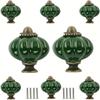 8 Pcs Vintage-Style Pumpkin-Shaped Ceramic Cabinet Knobs - Antique Bronze Finish Retro Drawer Pulls with Easy Installation Hardware