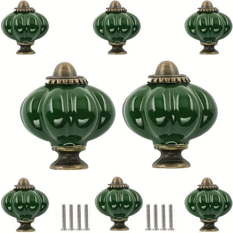 8 Pcs Vintage-Style Pumpkin-Shaped Ceramic Cabinet Knobs - Antique Bronze Finish Retro Drawer Pulls with Easy Installation Hardware