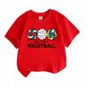Kids Boys Girls 100% Cotton Crew Neck Short Sleeve T-Shirt, Cute Volleyball Pattern But First Volleyball Graphic Casual Comfy Tee for Children Daily S