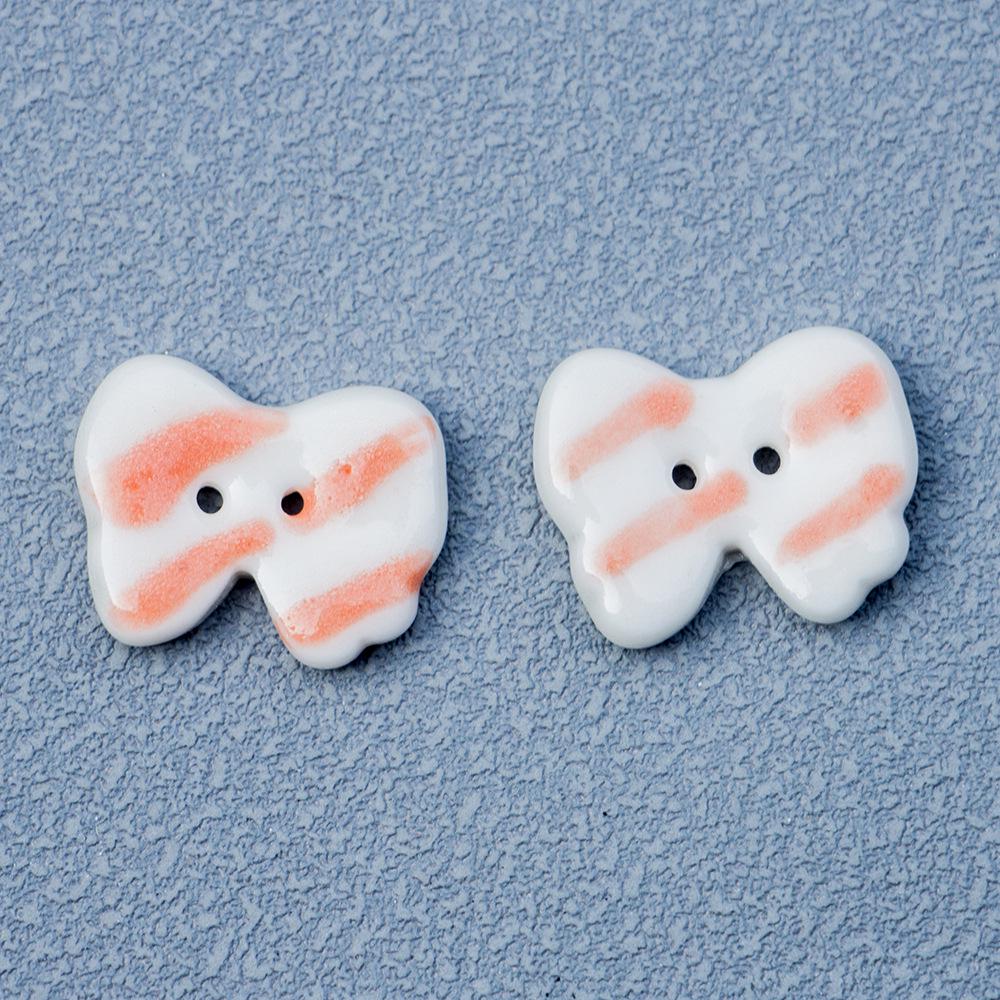 Handmade Jingdezhen Two-Hole Ceramic Bow Button for Clothing and DIY Accessories