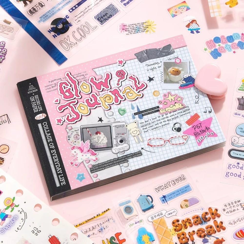 Transparent Stickers 3D Sticker Book PET Sticker Text Stickers Journal Stickers Notebook Decor