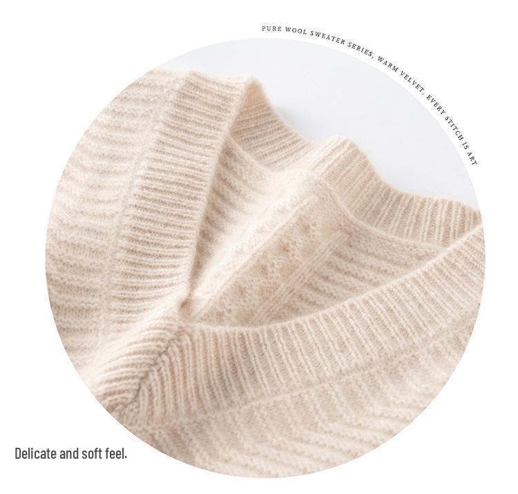 2025 Women's Wool V-neck Cable Knit Long Sleeve Sweater - Loose Fit Cashmere Autumn Winter Top