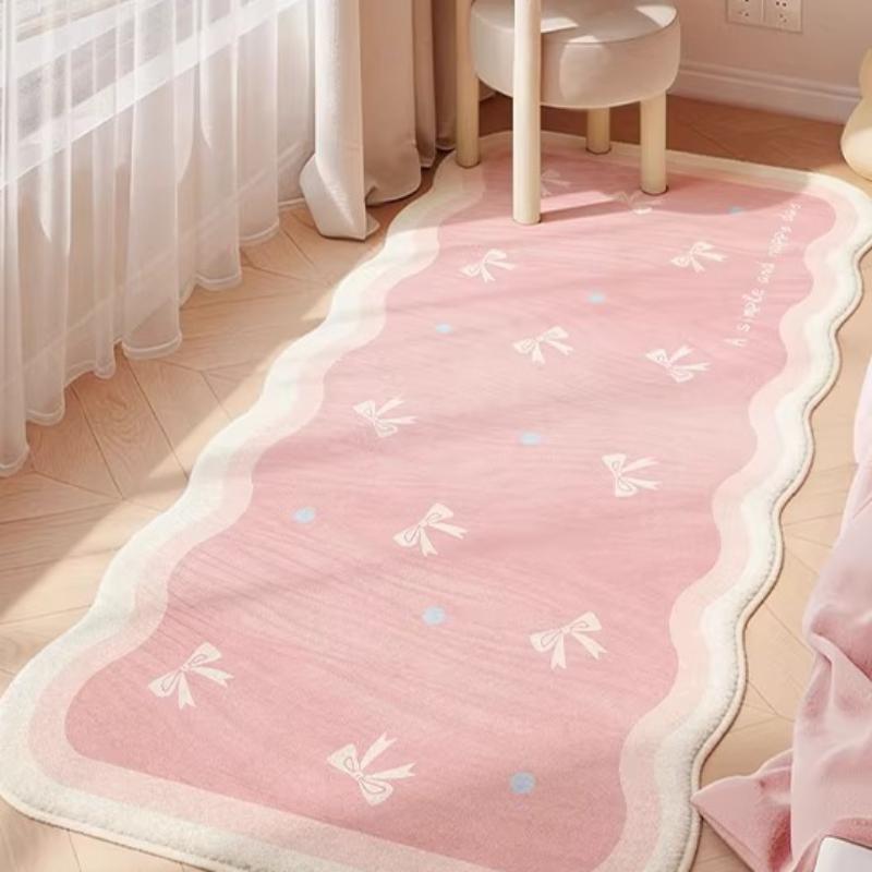 Cream Style Carpets for Living Room Girly Bedroom Decor Carpet Fluffy Soft Pink Bedside Irregular Shape Rug Home Plush Floor Mat