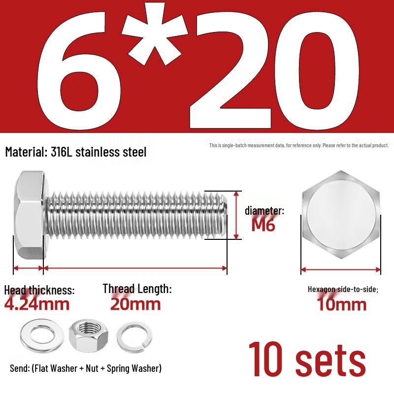 Yi Shuxiang A4-70 Stainless Steel Hexagon Head Bolt & Nut Sets