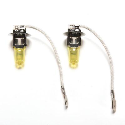 2Pcs Portable Car Light 12V H3 Headlight Lights Universal White Fog Halogen Bulb 55W Golden Yellow