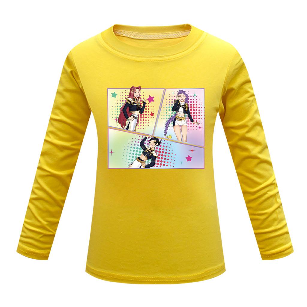 Dětské Dívčí Anime Kreslené K-POP Tištěné Ležérní Tričko s Dlouhým Rukávem Top