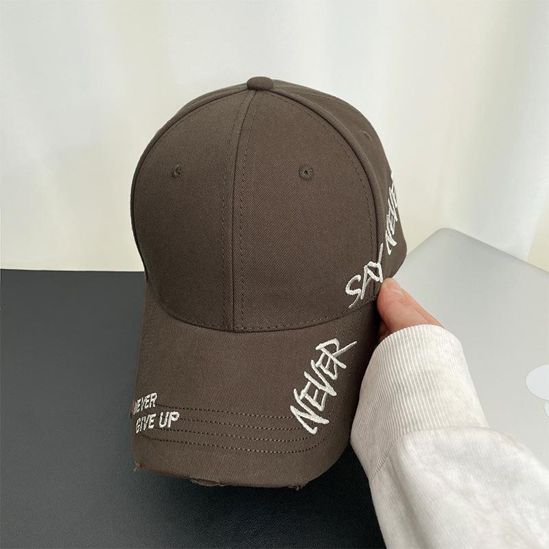 Side letter embroidery washed cap summer versatile big head circumference visor street tide baseball cap men