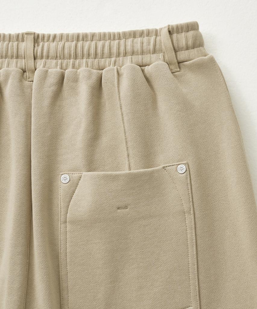 Seteo Cotton Elastic Waist Sweatpants Beige (Type A)