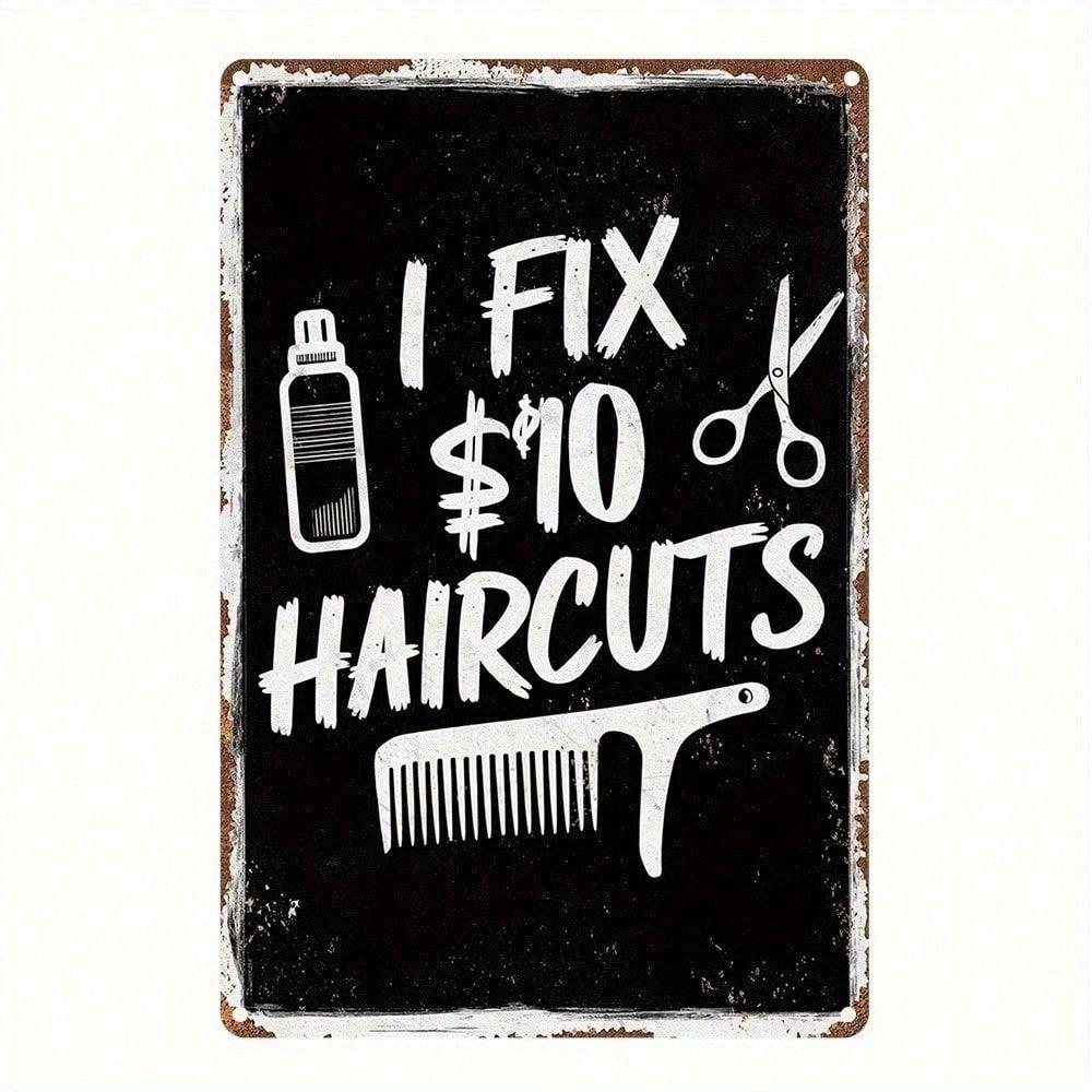 

Vintage Barber Scissors Metal Poster Wall Art Black Retro Sign