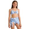 Costumi da Bagno per Ragazze 3 Pezzi Bikini Floreale Tropicale a Incrocio Costumi da Bagno per Ragazze con Gonna Copricostume 7 16T