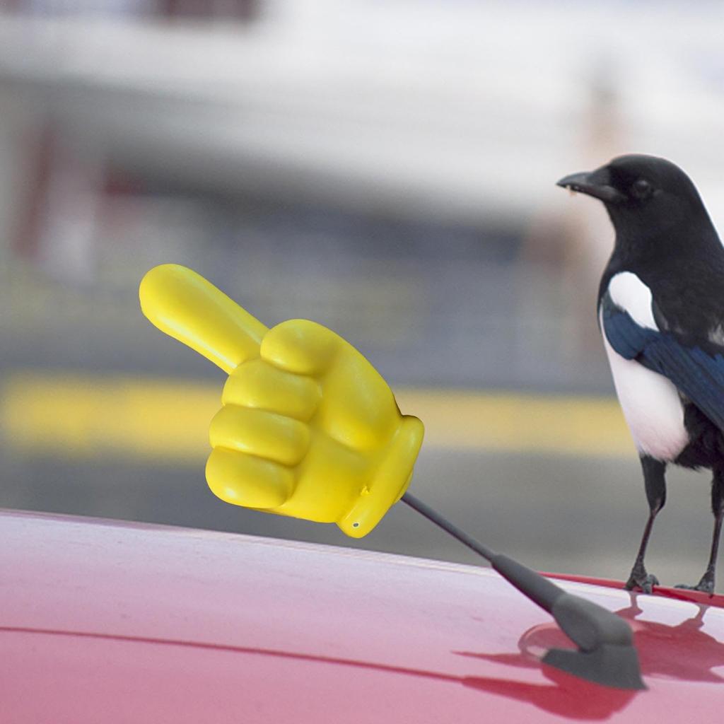 Yellow Index Finger Antenna Topper Ball, Hand Gesture Car Antenna Ball, EVA Foam Car