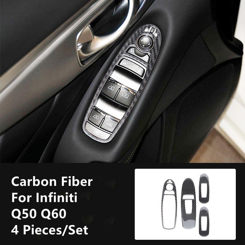 Carbon Fiber Car Interior Modification Cover Trim Strips Decorative Stickers For Infiniti Q50 Q60 Car Styling Inner