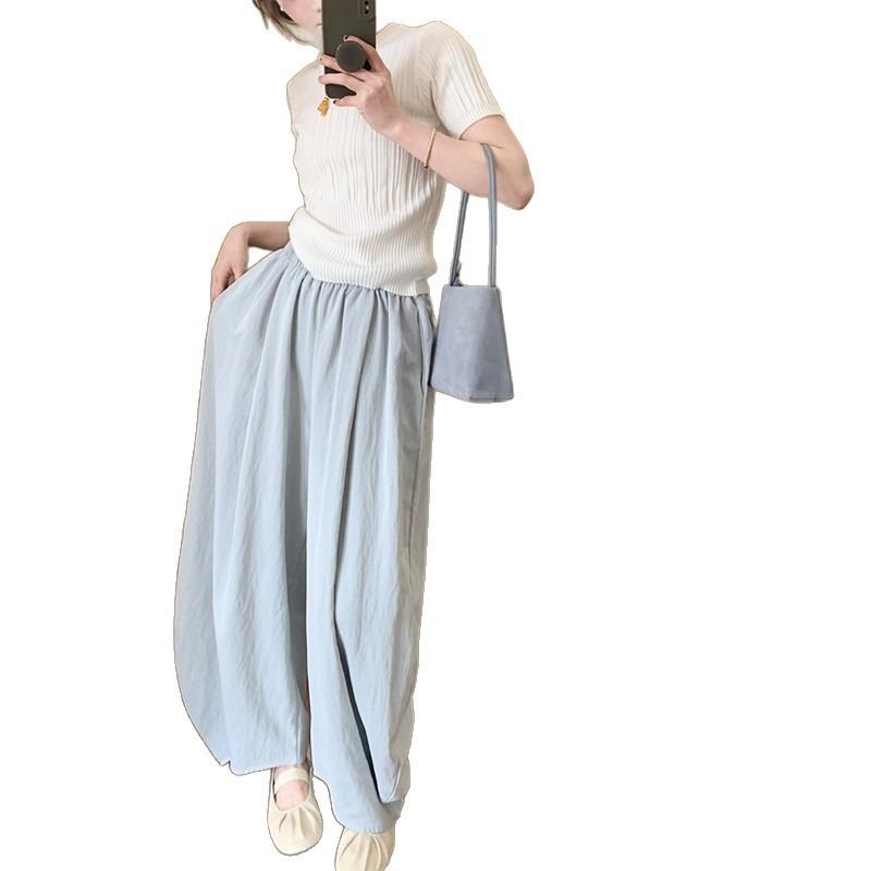 Casual pod pants women's summer new high waist loose and thin wide leg walking pants drape versatile grandma pants
