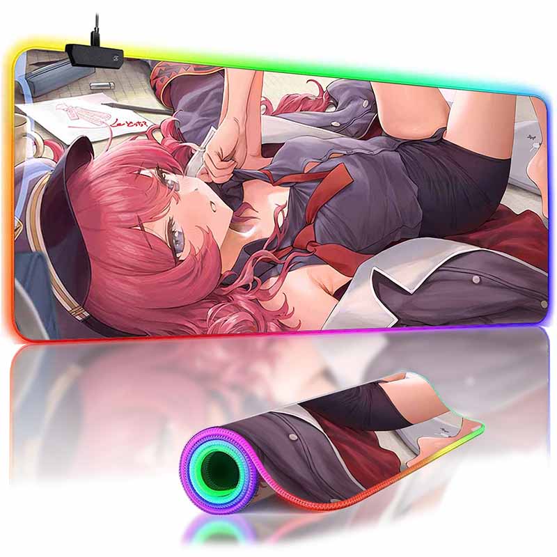 Natsume Iroha Anime BA Mouse Pad XXL RGB Gaming Mousepad Buraka HD Gamer Accessories Large LED MousePads PC Carpet with Backlit
