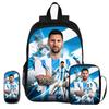 Mochila Estrella de Fútbol niño Mochila Deportiva Escolar Set de 3 Piezas Mochilas Bolsos de Hombro Bolsas para Lápices M-Messi Mochila Escolar Regalo para Niños