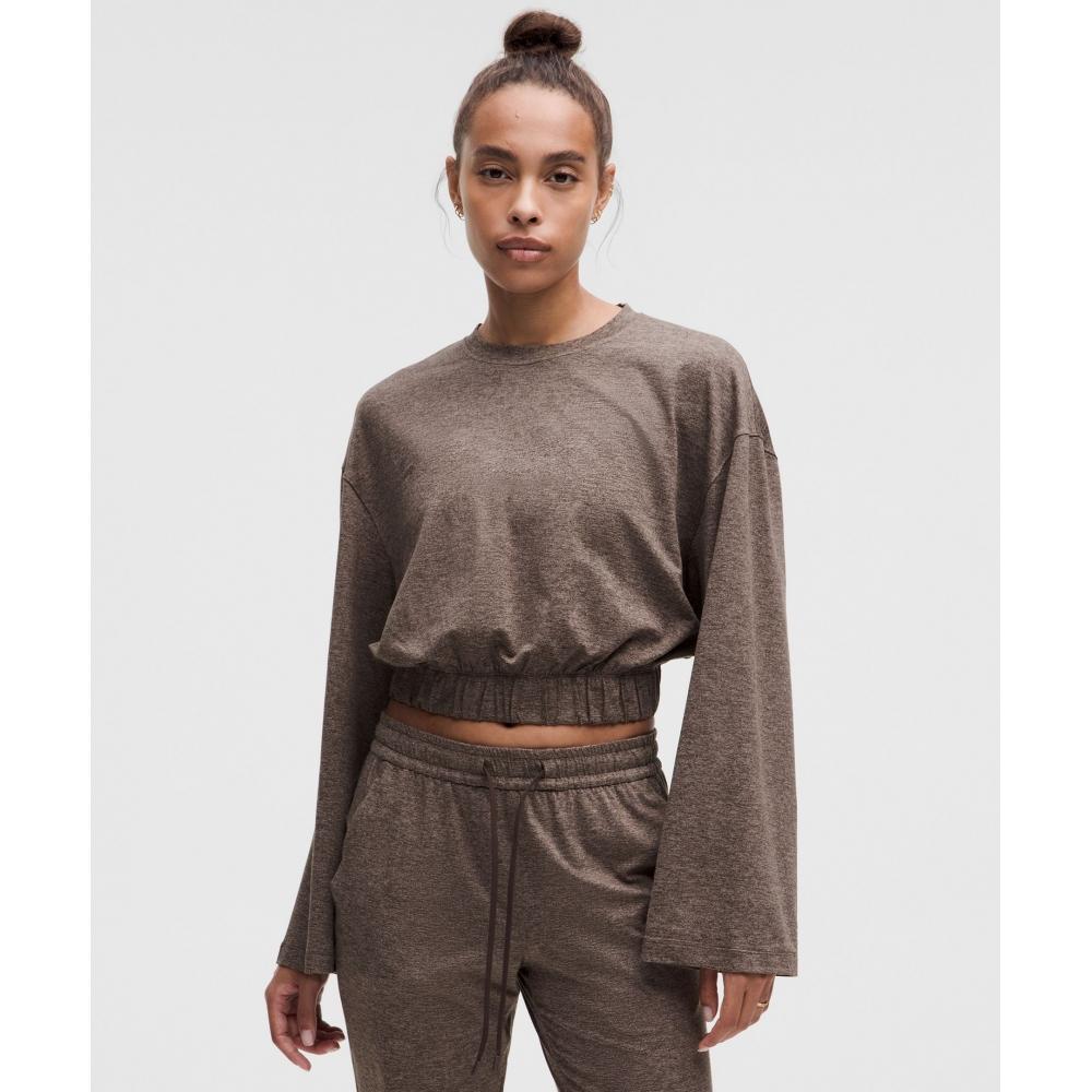 

Lululemon Soft Jersey Relaxed Crewneck Pullover Heathered Espresso Heathered Taupetastic XXXS