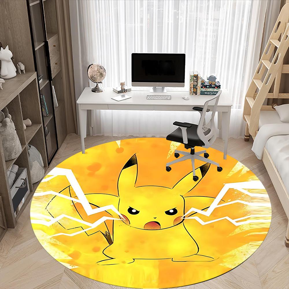 1pc Pikachu, Electric Type Chair Carpet for Office, Indoor Non-Slip Polyester Fiber Carpet,  Machine Washable, Durable Construction yy251205118