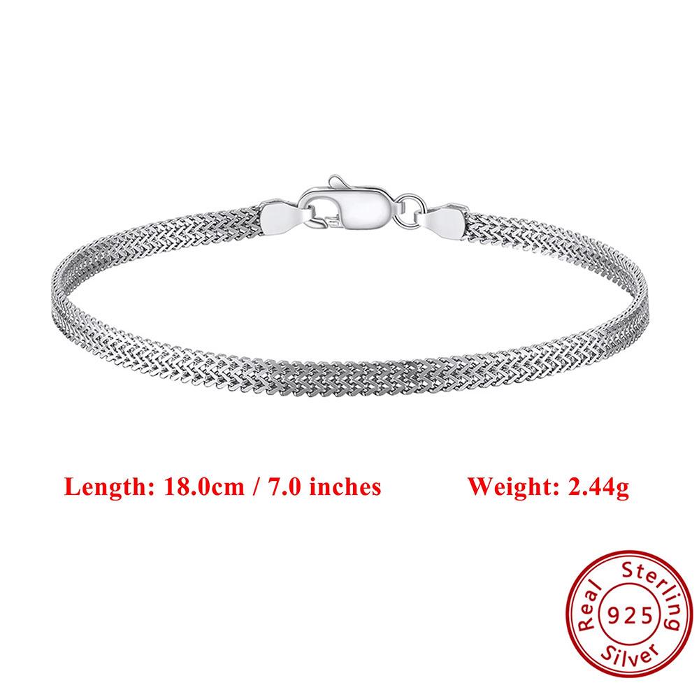 EFFIE QUEEN 925 Pure Silver Tank Chain Bracelet Simple Jewelry for Women, Men Hand Chain Banquet Party Birthdays Fine Gift SB216