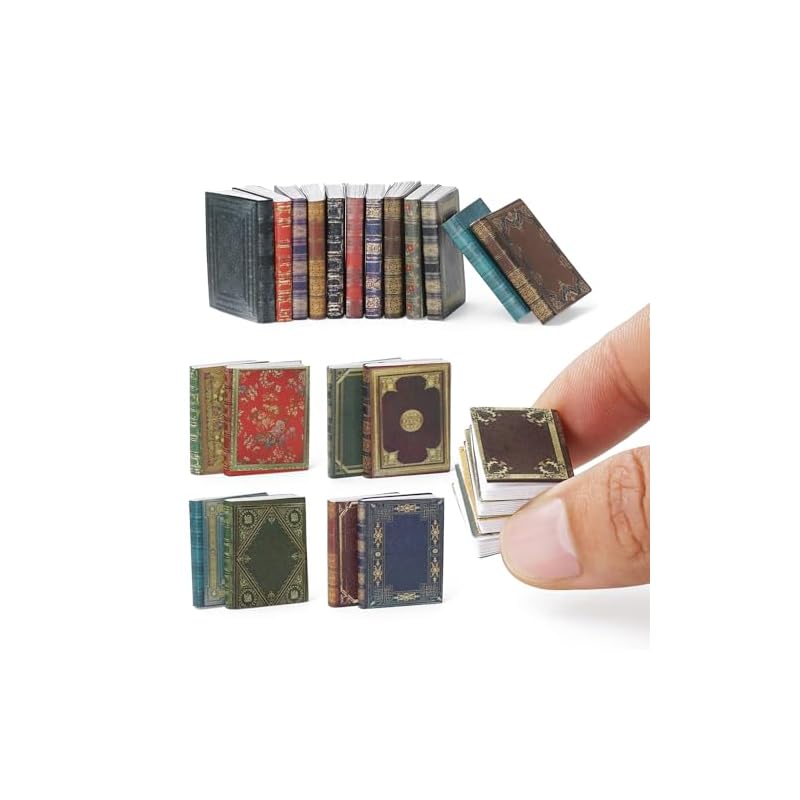 

Odoria Dollhouse Book Miniature: 24-Piece Set of 1/12 Scale Notebook Paper Victorian Library Office - Mini School Supplies Antique DIY Accessories,