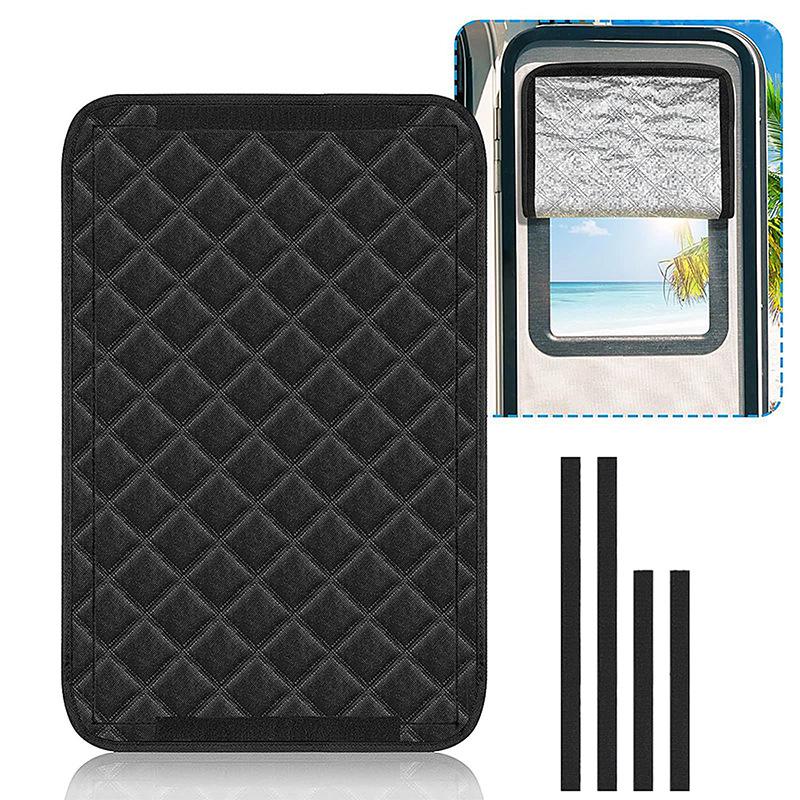 

Foldable Aluminum Sunshade for RV Windows - Blackout Foil Travel Camping Side Block 64*40 cm (Side Window) чёрный/серебряный