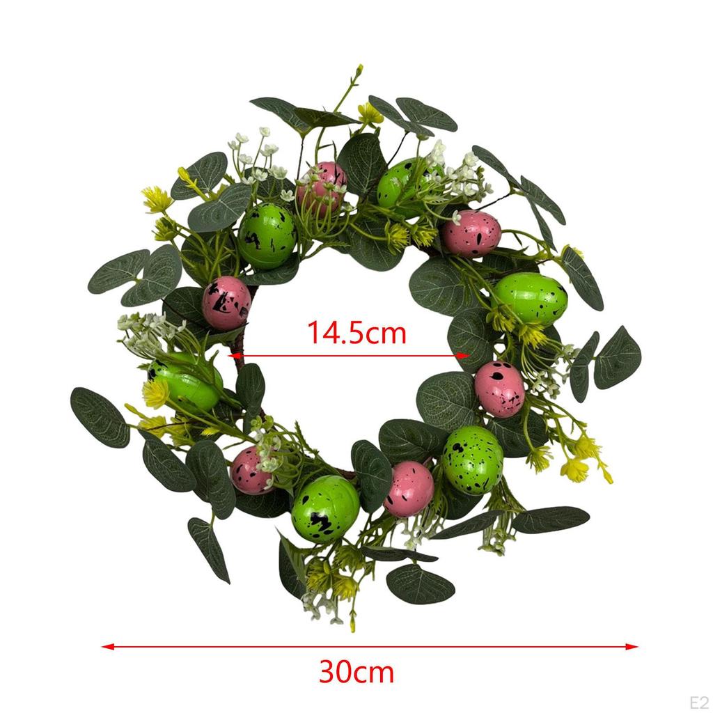 Easter Egg Wreath Artificial Wreaths Garland with Colorful Eggs for Patio Porch