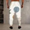 Men S Plus Size Abstract Leaf Geometric Printed Drawstring Waist Jogger Pants Side Pockets Cuffed Ankle